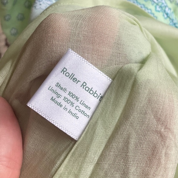 ROLLER RABBIT Yarrow Doe Linen Dress In Mint Size L - Picture 16 of 16